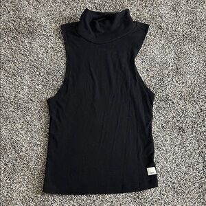 Black Sleeveless Turtleneck Top
